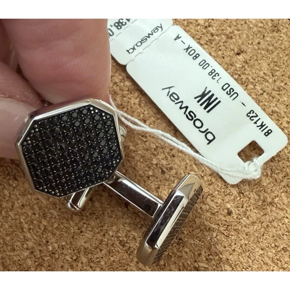 Brosway Ink BIK123 Mens Cufflinks‎ Silver Stainless Steel NWT